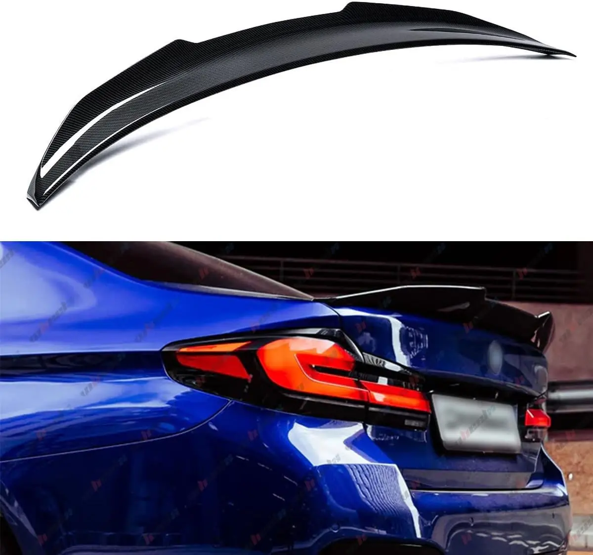 Rear Spoiler Compatible with 2017-2023 BMW G30 5 Series F90 M5, PSM Style Duckbill Trunk Exterior High Kick Tail Deck Lid Wing Lip Fits 530e 530i 535i 540i 540d 550i M5 (Carbon Fiber Pattern)