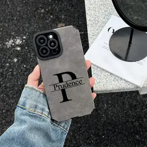 Phone Case - Personalized Customized Initial Name Phone Case Easy Style Compatible with Iphone 16 15 14 13 12 11 Pro Max Plus Luxury Soft Lambskin Faux Leather Shockproof Cover 16 15 14 13 12 11 Pro Max with Anti-Slip Back Case As Perfect Gift
