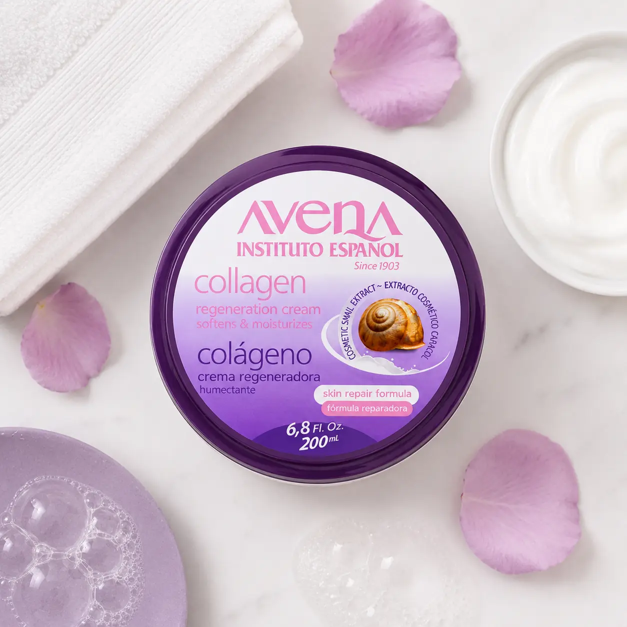 Avena Collagen Regeneration Moisturizer, 6.8 oz Body Care Cream - Hydrating for Dry Skin, Leaves Skin Smooth, 200Ml