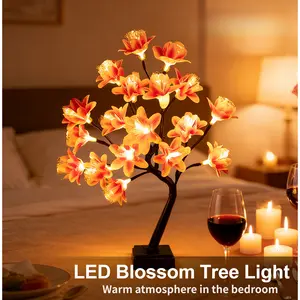 Lily Flower Design Tree Night Light, USB Powered Table Lamp, Room Lights for Bedroom, Versatile Holiday Decoration Lights For Indoor Bedroom, Valentine's Day Gift, Home Decor, Decorative
