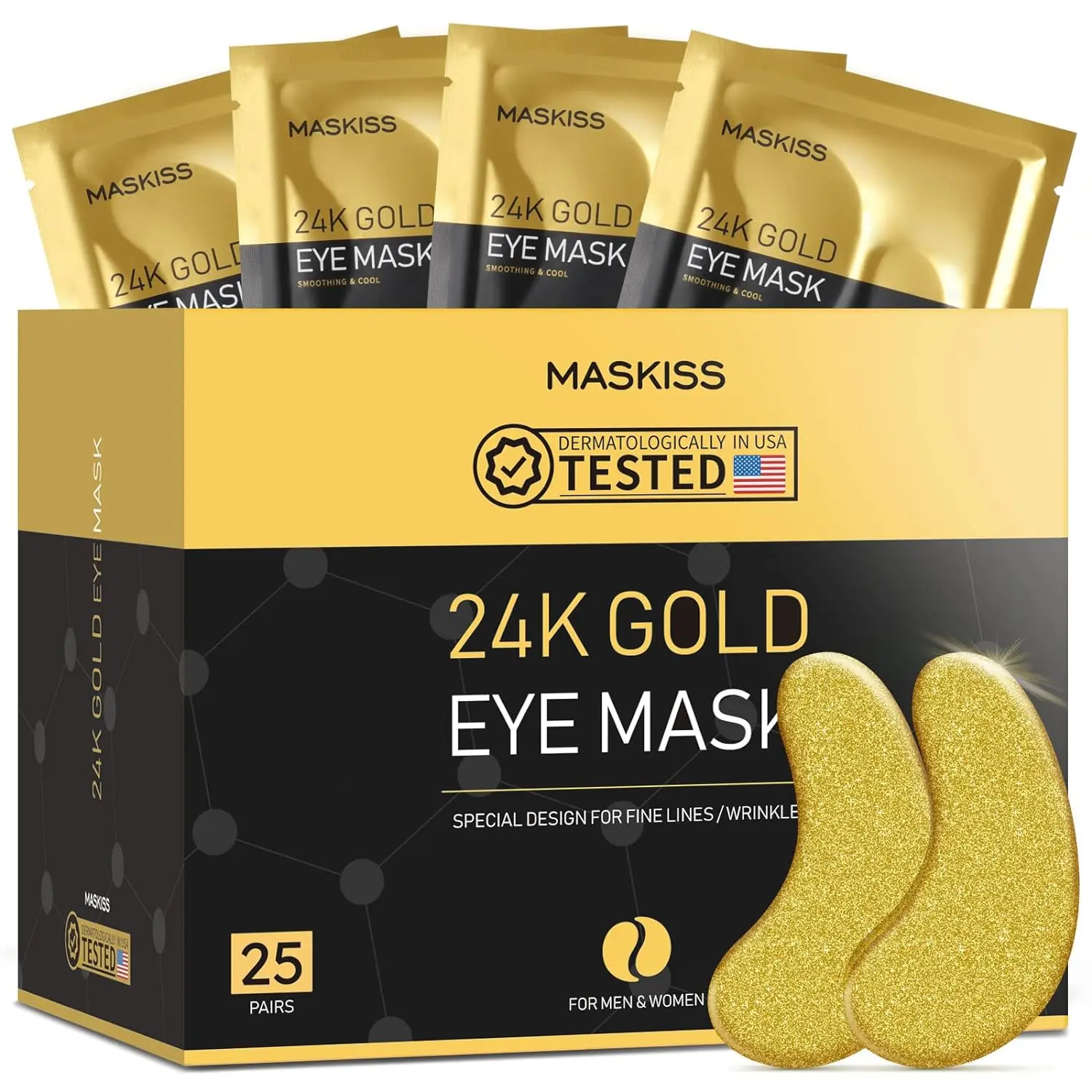 Maskiss-24k Gold Under Eye Patches ,50Pairs Rejuvenating Treatment for Dark Circles,Puffy Eyes