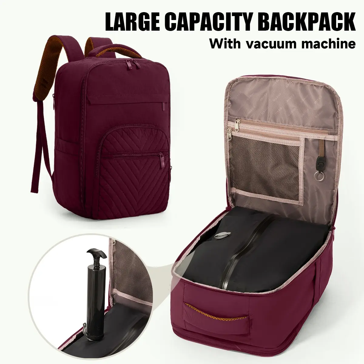 Travel Suitcase, Durable travel bag, Vacuum Compression Backpack with Air  Pump, Airplane-Approved Large Capacity Travel Bag 40*30*20cm Dual Shoulder  Bag, Vacuum Compression Pouch Includes Vacuum Pump, Space-Saving Storage  Tool Saves 50% -