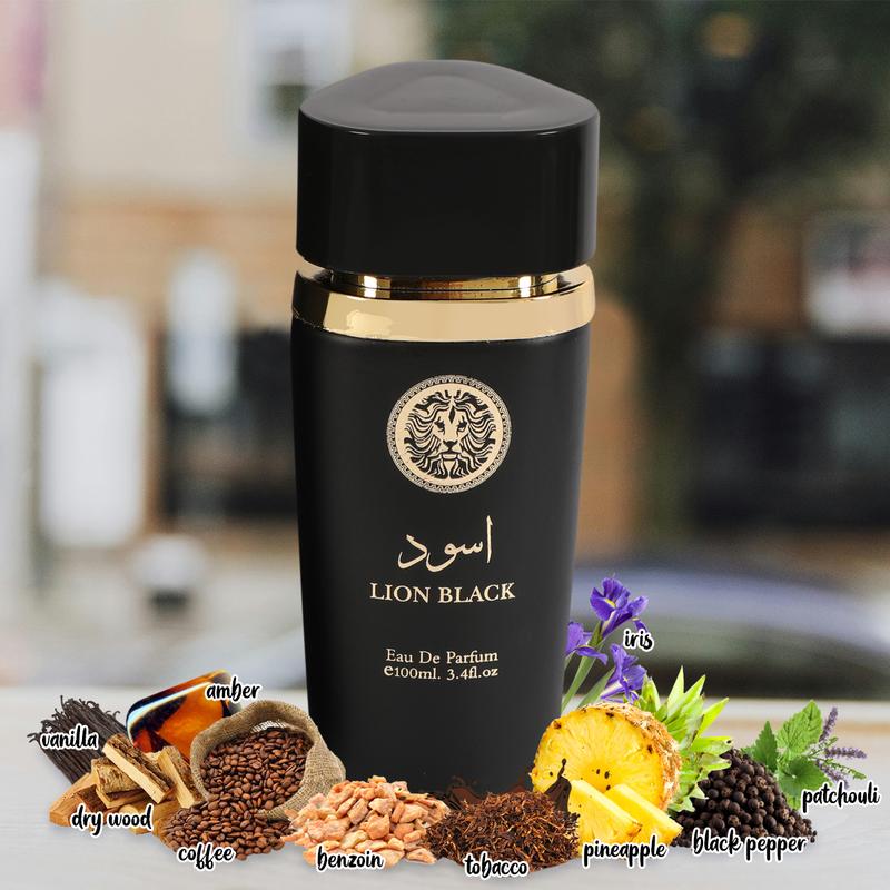 Lion Black Spray Perfume Eau de Parfum for Men - 100ml/3.4fl.oz. - Men's Fragrance