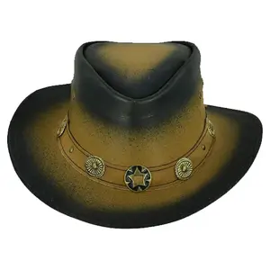 Old Faithful Leather Cowboy Hat for Men & Women – Western Outback Hat with Smoke Edges & Shapeable Brim