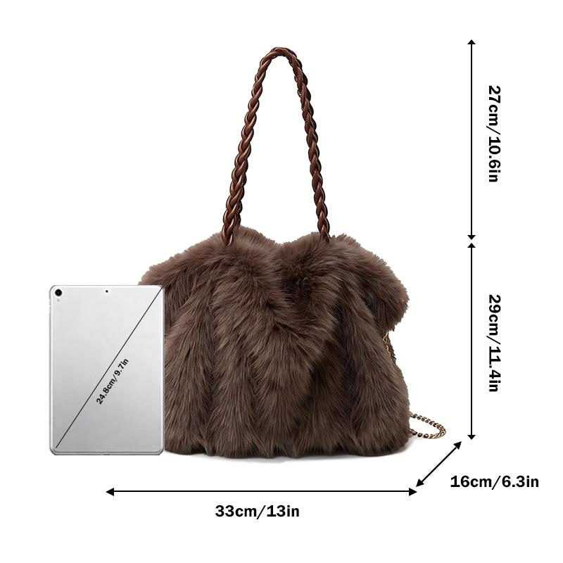 Gentle textured plush handbag, trendy and fashionable velvet tote bag, crossbody tote bag,casual and versatile shoulder bag,simple solid color niche design shoulder commuter bag, suitable for daily matching,commuting and other scenarios.