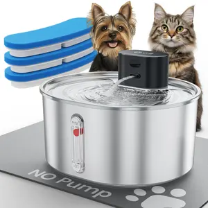 Virtulance No Pump Cat Water Fountain with 3 Filter - 3.2l/108oz Pumpless Pet Water Fountain, Ultra Quiet