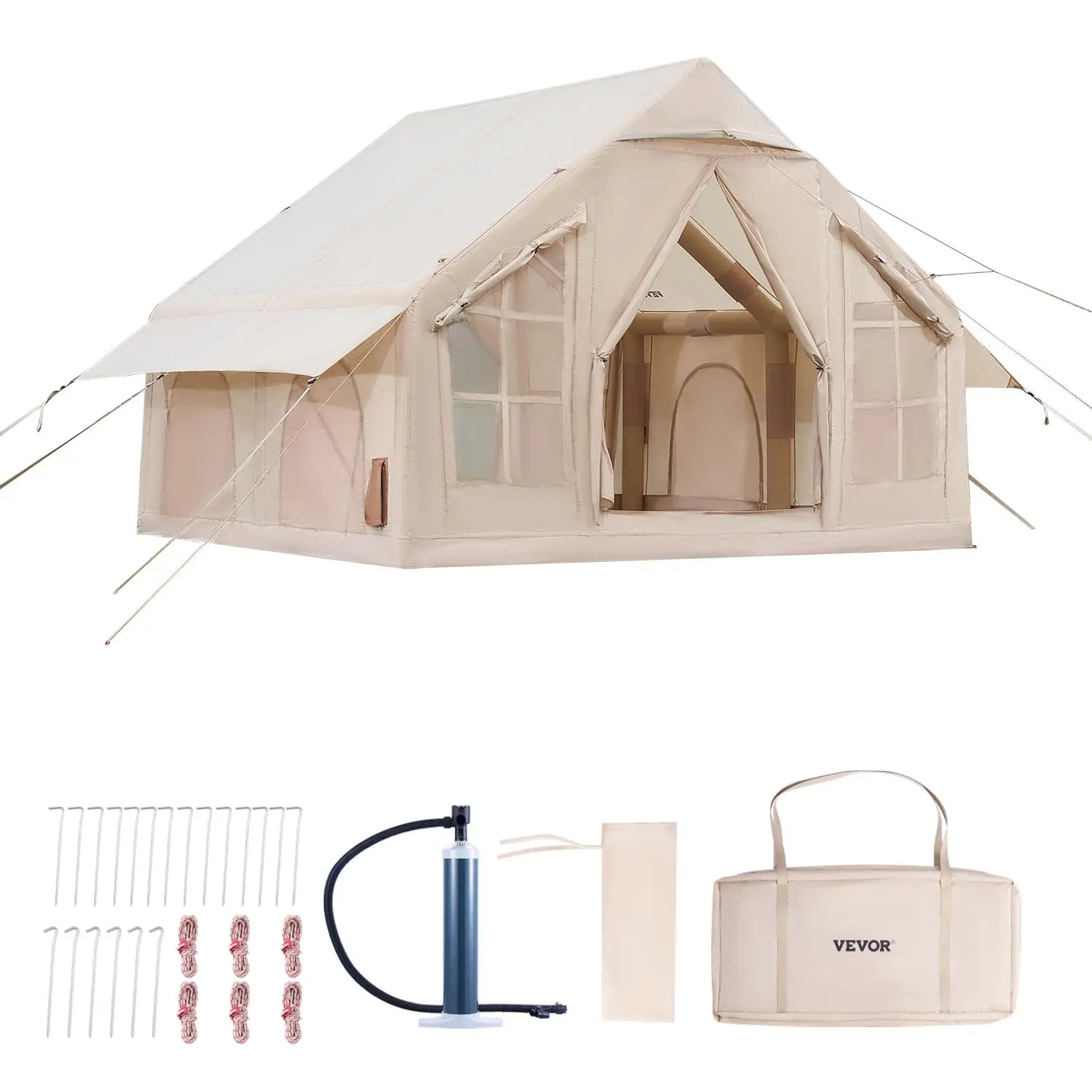VEVOR Inflatable Tent for Camping 4-6 Person Glamping Tent with Pump Easy Set up VEVOR Inflatable Tent for Camping 4-6 Person Glamping Tent with Pump Easy Set up