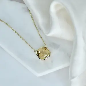 Luxe Asscher Necklace in Champagne CZ