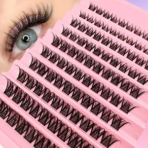 Individual False Eyelashes, 100pcs/box Natural Look DIY Eyelash Extensions, Self Grafting Curl Eyelashes, Eye Makeup Enhancement False Eyelashes for Women, Cosmetic Individual Lash Kit