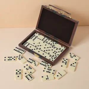 Double Six Dominoes Set 28 Pieces – Durable Wooden Box, Classic Board Game for Adults & Kids, Ideal for Family Game Night & Vintage Parties