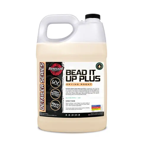 Renegade Products Bead It Up Plus Drying Agent 1 Gallon – Hyper-Concentrated Water Beading & UV Protection for Car Washes