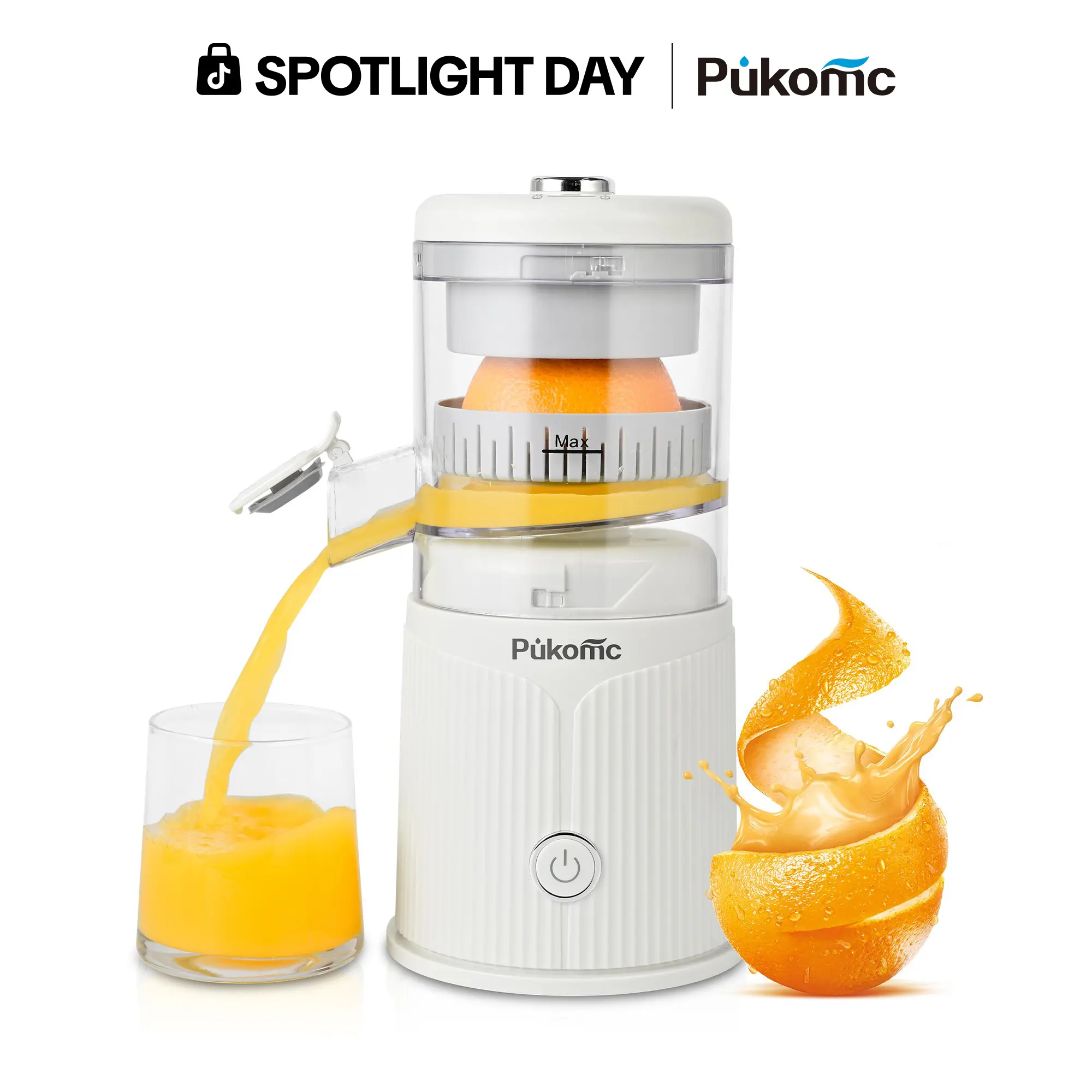 Pukomc Cordless Portable Citrus Juicer - Rechargeable Fruit Juice Extractor, 10.6oz, Pulp-Free, No-Mess Handheld Orange Squeezer, Automatic Portable Home Juicer for On-Demand Freshness, Juicer Handheld