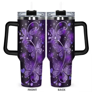40oz Tumbler, 1 Count Butterfly Pattern Stainless Steel Cup, Double Layer Insulated and Durable Cup, Perfect Gift for Butterfly Lovers, Drinkware
