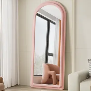 Floor Mirror, Full Length Mirror with Stand, 63"x24" Freestanding Arched Mirror Full Length  or Leaning, Wall Mounted Mirrors with Flannel Frame, Large Mirrors for Bedroom ()