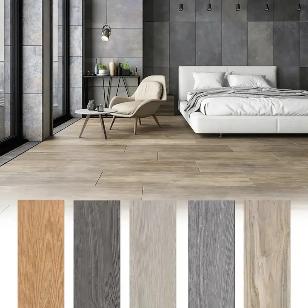 32pcs Self-Adhesive PVC Floor Tiles, 45cm X 15cm, Removable Durable Vinyl Flooring, Waterproof Wood Grain Design, Bedroom & Home Decor, Peel And Stick Tiles