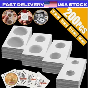 200 4 Sizes Coin Holder Cardboard Mylar Paper Flip 2x2 for Collection Album Book