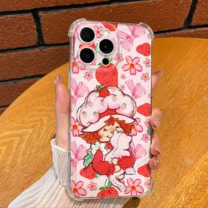 strawberry shortcake phone case Pattern Scratch Resistant Shockproof Protective Cover TPU Clear Soft Phone Case for iPhone 16 15 14 13 12 11 Pro Max Plus