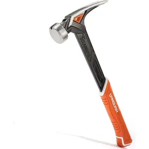 14oz Titanium Framing Hammer Straight Rip Claw with Smooth Face, Magnetic Nail Hodder, One Piece Forged Anti-Vibration Design Soft Grip 0538