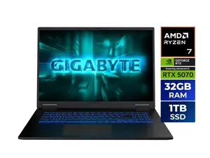 GIGABYTE GAMING A18 Gaming Laptop - 165Hz 2560x1600 WQXGA - NVIDIA GeForce RTX 5070 - AMD Ryzen 7 260 - 1TB SSD with 32GB DDR5 RAM - Windows 11 Home - Black Steel (3WHK3USC64SH)