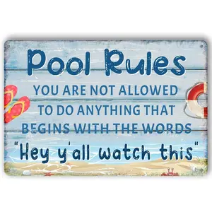 Funny Pool Sign Pool Decor Pool Rules Metal Signs Pool Decorations Outdoor Swimming Pool Backyard Bar Welcome To Our Pool Sign Pool Deck Accessories