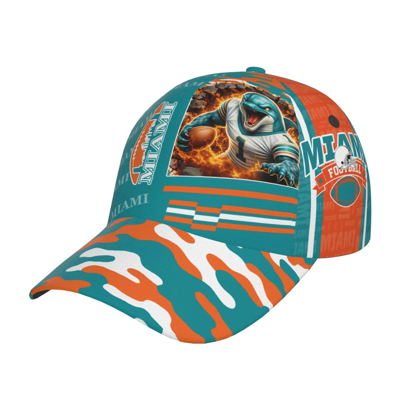 Miami Breathable All-Seasons Baseball Cap - Adjustable Snapback Hat for Men, Drip Dry Daily Wear to Express Affection and Support, Unisex Clothes, Stiff Shape, Twill Fabric, Outdoor