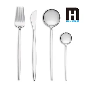 Silver Mirror 24Pcs Flatware Set 18/0 Stainless Steel Cutlery Set Utensils Kitchen Dinnerware Service for 6
