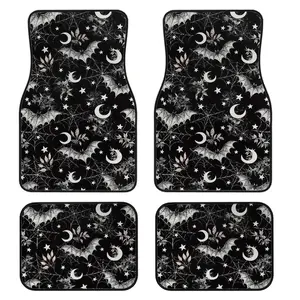 4-Piece Gothic Bat Web Car Floor Mats Set, Universal Fit, Easy Clean, Comfortable & Protective, Stylish Car Interior Decor