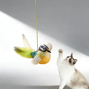 Chirping Bird Catnip Toys - 100% Real Feather Cat Toys with Lifelike Bird Sounds (3-5 Natural Chirps, Mimics Wild Birds to Trigger Hunting Instinct), Infused with 100% Organic Catnip (No Pesticides, Irresistible to Lazy/Shy Cats), Teeth-Cleaning Texture