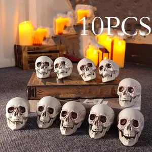 10-Pack 2.75in Gothic Skull - The Chin can Move, Resin Figurines for Halloween, Gothic Home, Office, Party - Compact Desk Decor, Collectible Gift for Dark Decor Lovers - Easy to Display, Halloween Decorations, Halloween Enthusiasts, Halloween Decoration
