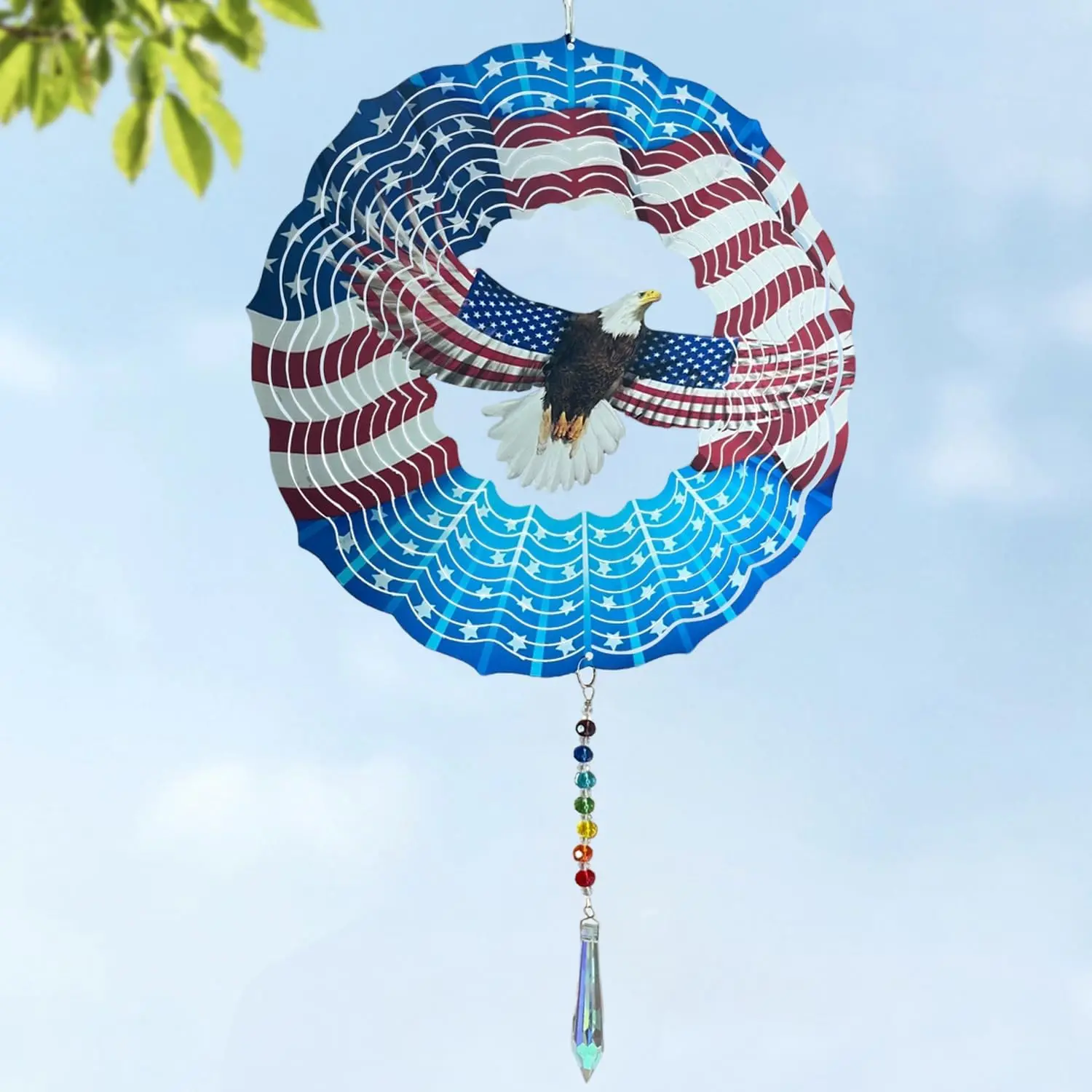 Eagle Wind Spinner  Tail,  10 inch 3D Stainless Steel Hanging Wind Spinner Metal Wind Catchers Kinetic Sculpture for Indoor,Outdoor Garden Decor,Yard Art