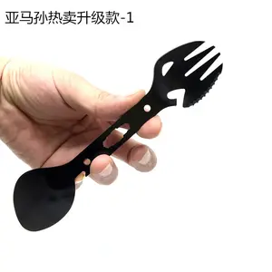 10-in-1 Multifunctional Outdoor Camping Survival Fork Spoon Kitchen Multi-Function Wrench Bottle Opener Spoon