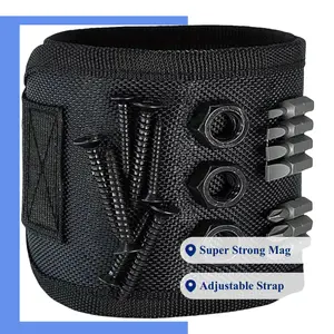Magnetic Wristband Toolkit Multifunctional Tool Storage Bag Super Strong Magnet Adjustable Strap Tool Pouch Organizer for Home Decoration Construction Tool Bag Roll