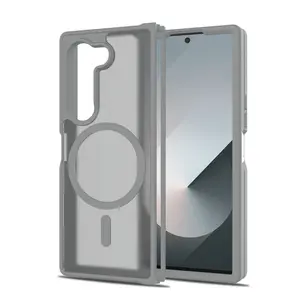 Suitable for Samsung Galaxy Z Flip 6 foldable tactile magnetic Protective phone case, Z Fold7 all-in-one anti-drop phone protection cover, Z Flip 7/Z Fold 6 left-right folding phone case, simple and elegant business style