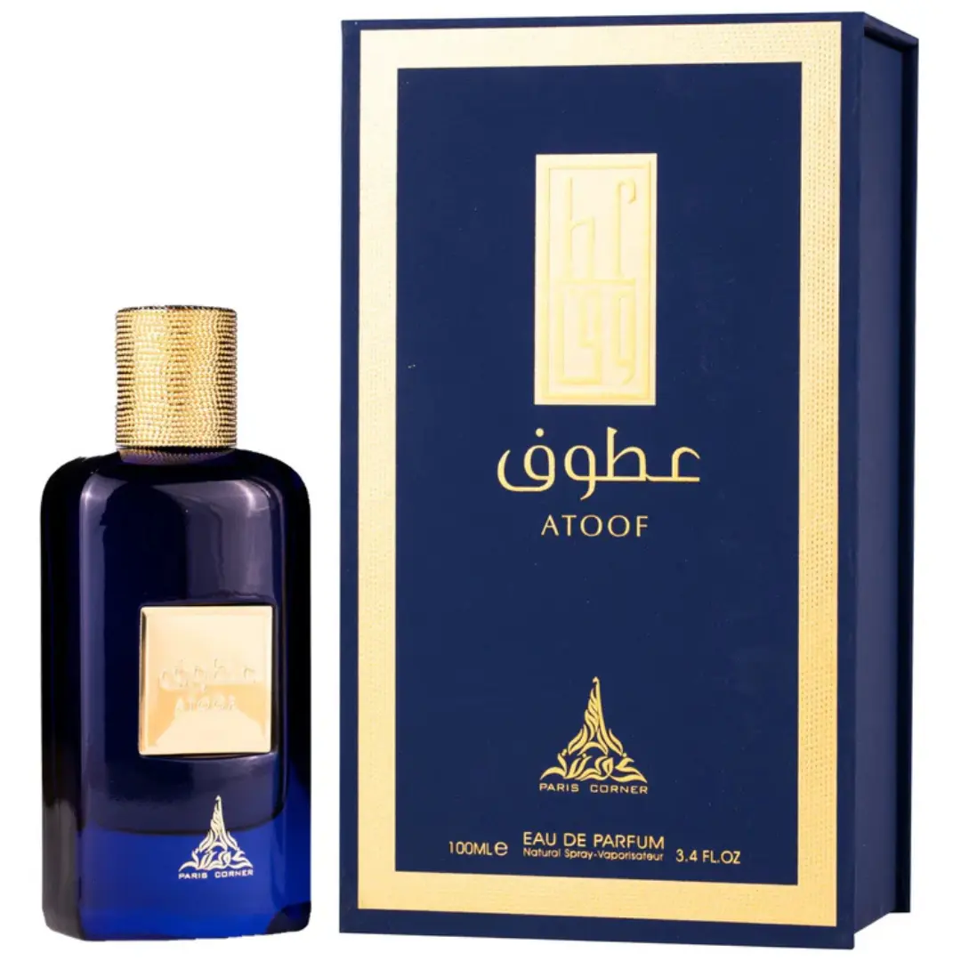 Paris Corner Atoof Eau de Parfum, Men's Oriental Fragrance Spray with Amber, Vanilla Scents, and Musk, 100ml, Amber Saffron Men's Fragrance