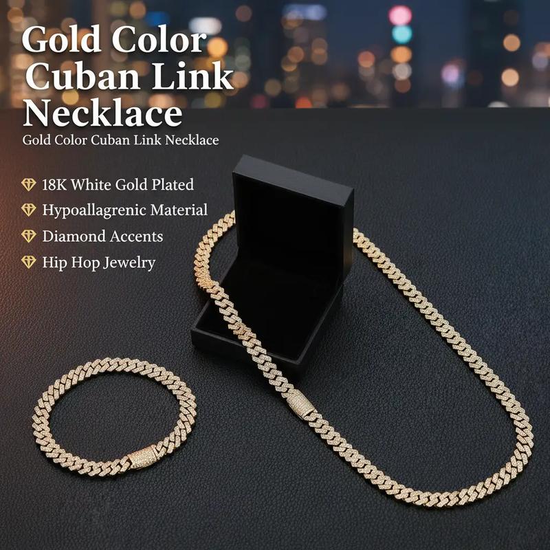 8mm Heavy Iced Out Cuban Link Chain 18K White Gold Plated Diamond Thick Choker Necklace for Men Women Hypoallergenic Bling Hip Hop Jewelry with Gift Box valentines gifts for gf chains men's valentine's gifts heavy chain
