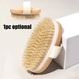 Natural Bristle Body Care Brush, Gentle Exfoliating Spa Bath Massager for Wet or Dry Skin, Handheld Wooden Hair Brush with Soft Dense Bristles, Comb