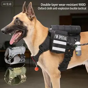 Adjustable Fit Multi-Size Breathable Anti-Pull Dog Leash & Harness Set - Polyester Fabric Pet Walking Gear, Service Dog Vest, Loss-Prevention Accessory