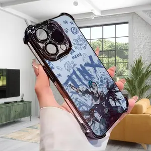L-LOL L-League of Legends Jinx Pattern Aesthetic Electroplated TPU Casing ForiPhone 17 Air 16 15 14 13 12 11 Pro Max Plus Samsung S26 S2 Four Corners Anti-Fall Transparent Soft Silicone Gift Shockproof Protection Anti-Drop Protective Protector Phone Cases