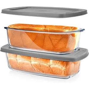 Glass Loaf Pans for Baking Bread with Lids 1.9Qt Glass Loaf Pan Safe for Oven Dishwasher Fridge Freezer Microwave Suitable for Lasagna Meatloaf Banana Bread 2Pcs