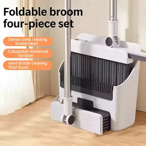 Broom and Dustpan Set, Dust pan with Long Handle, Broom with Dustpan Combo Set, Broom and Dustpan for Home, Indoor or Outdoor Cleaning Tool