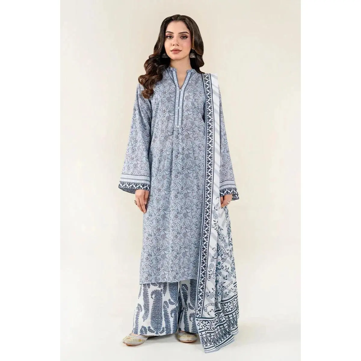 3PC stitched Printed Lawn Suit |  KLA-3989