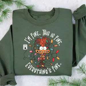 It's Fine This Is Fine Everything Is Fine Christmas Light Sweatshirt,  Anxiety Christmas Lights Sweater,Trendy Gift for you