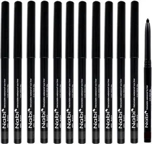 12 PCS Nabi Retractable Waterproof Black Eyeliner Pencils - Pack of 12, Precise Lines, Easy Storage, Versatile Makeup Tool Lipliner Makeup Pack Storage Cosmetic