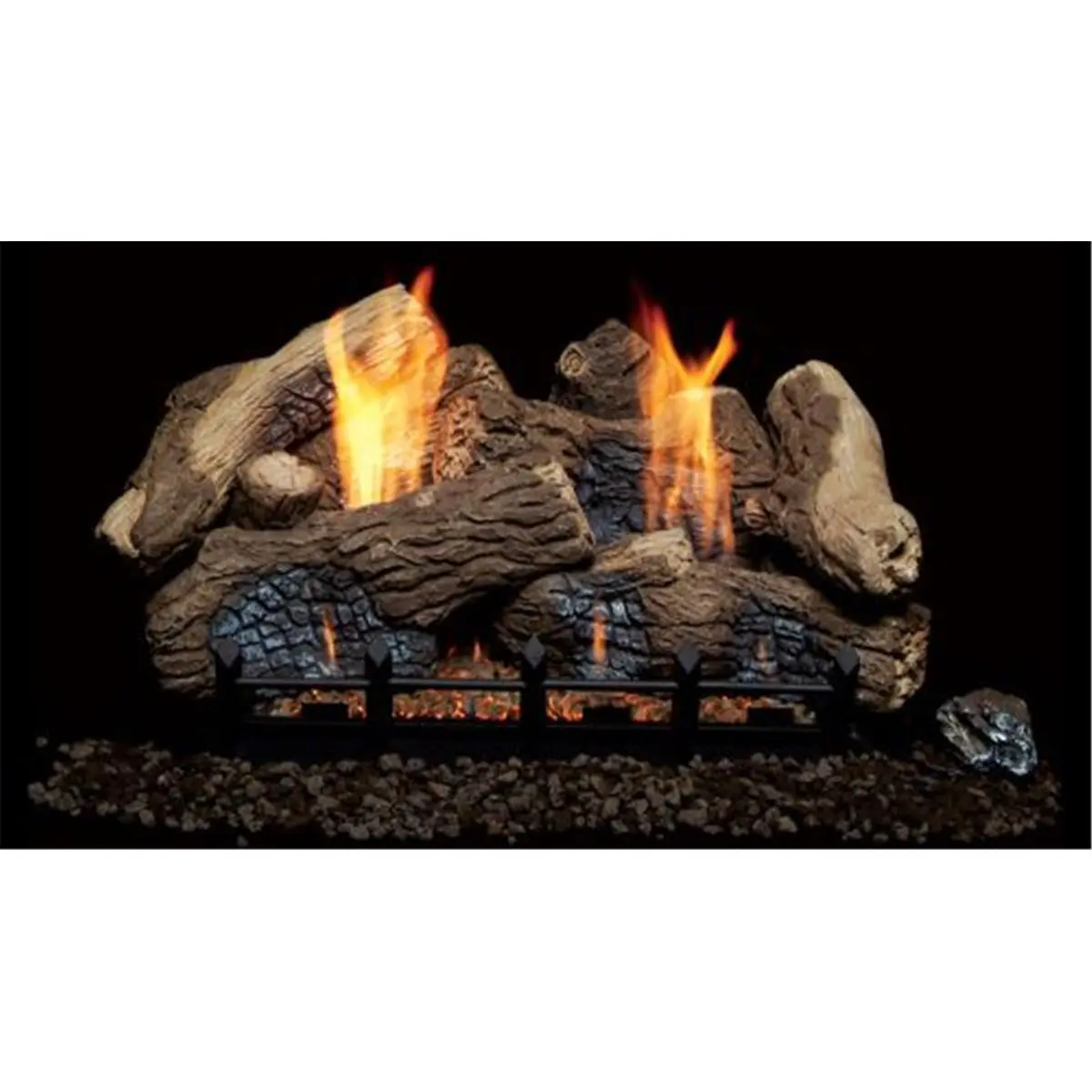 Berkley 24 in. Fiber Ceramic Log Set (Monessen BO24-F) - Painted Natural Oak Realistic Design, Compatible with Natural Blaze Vent-Free 24 in. VF Burner, Circulating Firebox, Unique and Authentic Look