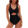 Blooming Jelly Women's 1-Piece Push-Up Swimsuit - Comfortable Spaghetti Strap Swimsuit, V-Neck, Cutout, Adjustable Straps, Surplice, Tummy Control, Modest, Slimming, Removable Pads for Beach, Sports#TikTokShopFallDealsForYou