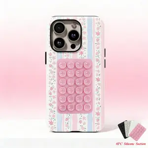 4PC Silicone Suction Phone Case Mount, Love Shack Fancy Floral Case Coquette Girl Cover For Iphone 17 Promax , 16, 15, 14, 13, 12, 11, Pro Max, Suitable For  17 Air