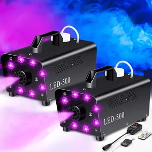 500W stage fog machine, equipped with 8 adjustable LED lights. Fog machine, 8 LED lights, wireless remote control