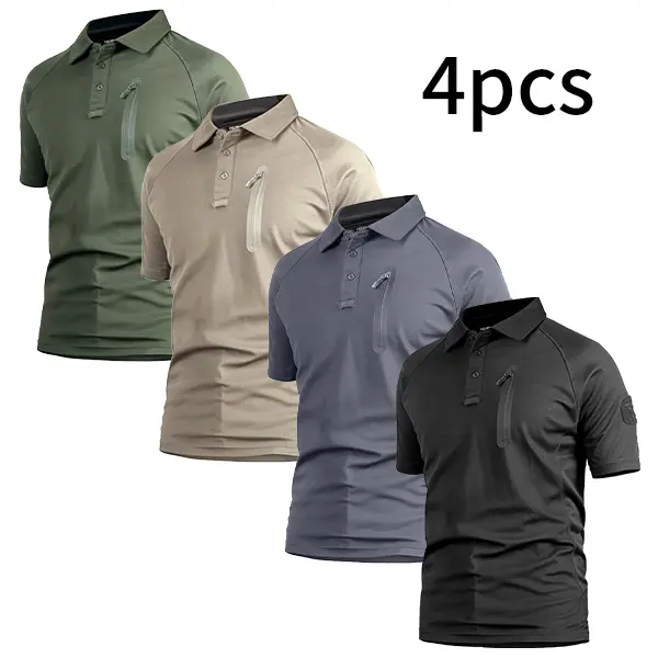 Men’s summer tactical T-shirt, short-sleeve polo collar, quick-dry and breathable top, ideal for spring and summer wear