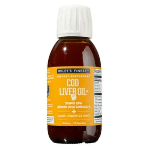 Wiley's Finest Cod Liver Oil - Orange Flavored Omega-3 Fish Oil Supplement - 765mg Omega-3s