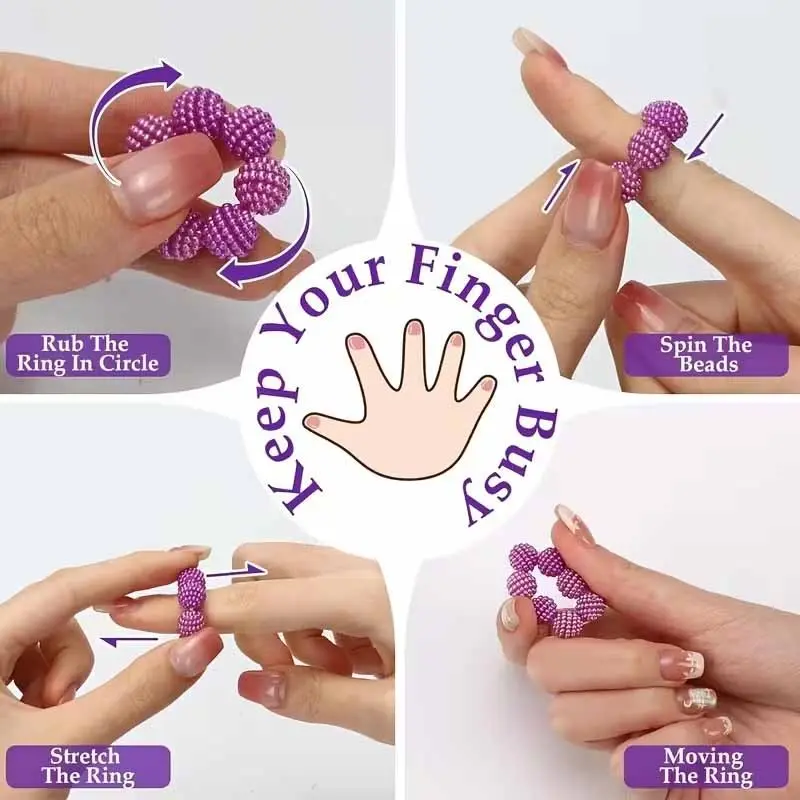 5pcs Sensory Fidget Ring, Anxiety Fidget Ring, Adjustable Multi-Color Gradient Ring with Different Touch, Textures and Tactile Sensations for Stress Relief and Relaxation, Suitable for Home, Outdoor, School, Office, Ideal for Holiday Surprise Gifts